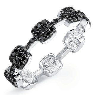 Victoria Kay 14k White Gold 3/8cttw Black Diamond Square Design Women's Ring, Size 6.5 Jewelry