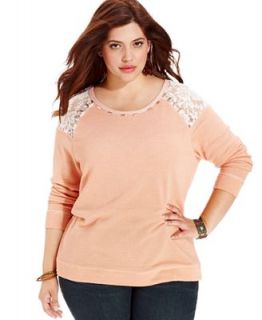 American Rag Plus Size Top, Long Sleeve Lace Beaded   Tops   Plus Sizes