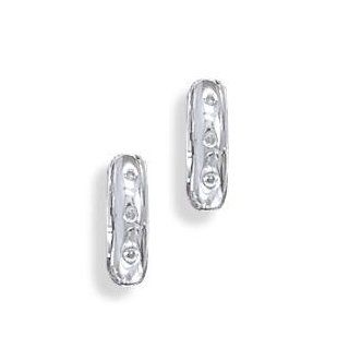 Huggies Hoop Earrings with 3 Genuine Diamonds 12mm Sterling Silver Jewelry