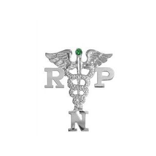 NursingPin   Registered Practical Nurse RPN Graduation Nursing Pin with Emerald in Silver Jewelry