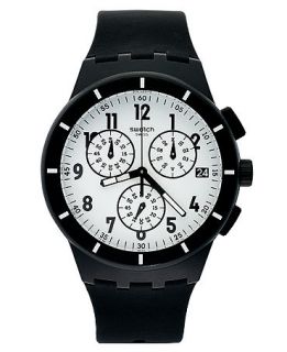 Swatch Watch, Unisex Swiss Chronograph Twice Again Black Silicone Strap 42mm SUSB401   Watches   Jewelry & Watches