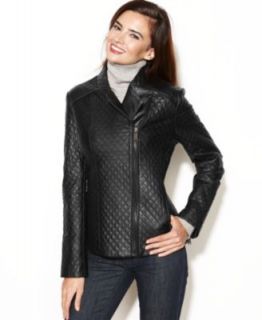 MICHAEL Michael Kors Leather Buckle Collar Motorcycle Jacket   Coats   Women