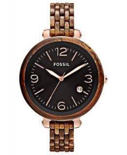 Fossil Womens Heather Rose Gold Tone Stainless Steel and Burlwood Acetate Bracelet Watch 42mm JR1408   Watches   Jewelry & Watches