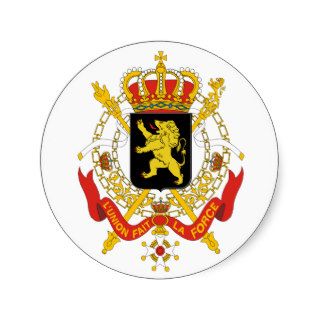 Belgium Official Coat Of Arms Heraldry Symbol Round Sticker