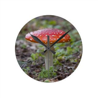 Fly Agaric Toadstool Round Clock