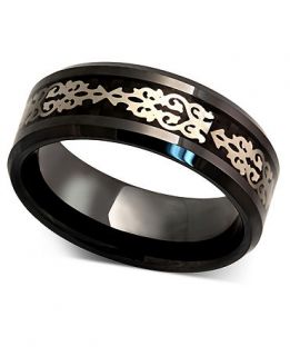 Mens Ceramic Ring, Carbon Fiber Design Black Ceramic Ring   Rings   Jewelry & Watches