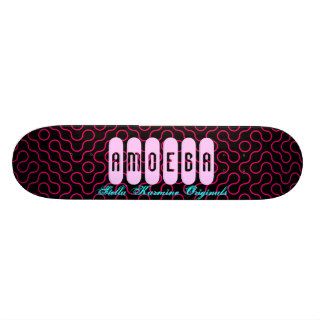 AMOEBA Pink on Black Retro Skateboard Deck