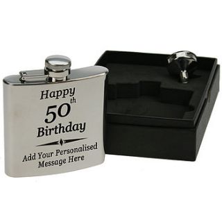 engraved 50th birthday hip flask gift set by giftsonline4u