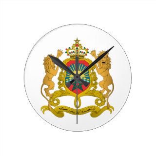 Morocco Coat Of Arms Round Clocks