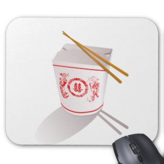 Chinese food take out box chopsticks graphic mousepad