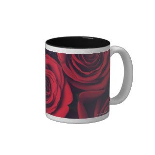 Close up of red rose flowers. coffee mugs