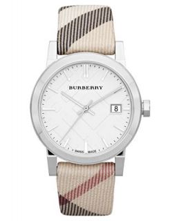 Burberry Watch, Womens Swiss Nova Check Fabric Strap 34mm BU9113   Watches   Jewelry & Watches