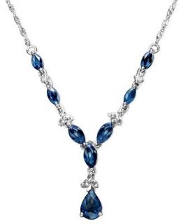 14k White Gold Necklace, Sapphire (2 3/4 ct. t.w.) and Diamond (1/10 ct. t.w.)   Necklaces   Jewelry & Watches