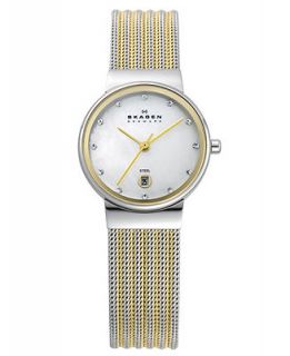 Skagen Denmark Watch, Womens Two Tone Mesh Stainless Steel Bracelet 26mm 355SSGS   Watches   Jewelry & Watches