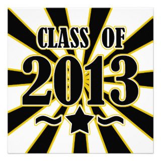 ZOOM Class of 2013 Star   Black & Gold Custom Announcements