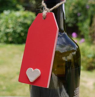 red wooden gift tag and heart by andrea fay's