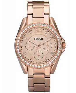 Fossil Womens Riley Rose Gold Plated Stainless Steel Bracelet Watch 38mm ES2811   Watches   Jewelry & Watches