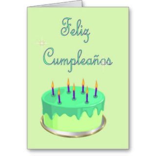 Feliz Cumpleaños Spanish Birthday with cake Greeting Cards