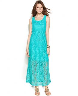 Spense Petite Sleeveless Lace Drawstring Waist Maxi Dress   Dresses   Women