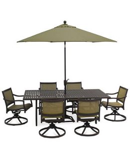 Lexford 7 Piece Aluminum Patio Set 84 x 42 Table and 6 Swivel Chairs   Furniture