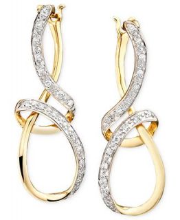 Diamond Earrings, 14k Gold Diamond Ribbon (1/10 ct. t.w.)   Earrings   Jewelry & Watches