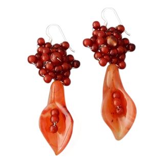 Carnelian Rose Vines Star Flower Earrings (Thailand) Earrings