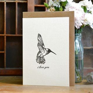 'i love you' hummingbird card by katie leamon