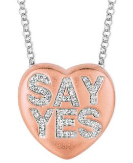 Sweethearts Diamond Necklace, 14k Rose Gold over Sterling Silver Diamond Say Yes Heart Pendant (1/6 ct. t.w.)   Necklaces   Jewelry & Watches
