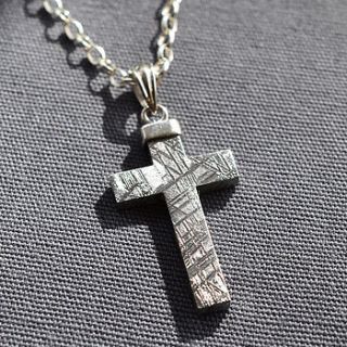 meteorite and silver cross necklace by martha jackson
