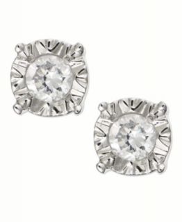 Diamond Earrings, 14k White Gold Diamond Cluster Stud Earrings (1/10 ct. t.w.)   Earrings   Jewelry & Watches
