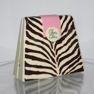 large chocolate handbag zebra print by clifton cakes