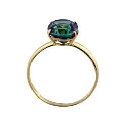 10k Yellow Gold Oval cut Created Mystic Green Topaz Solitaire Ring Gemstone Rings