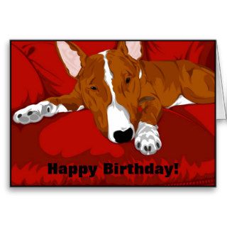 Lazy English Bull Terrier Dog Breed Illustration Greeting Cards