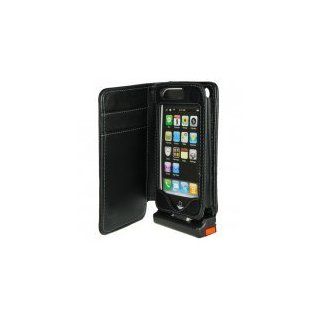 Leather Solar Charger Battery Case for iPhones, iPods   BLACK, OPENS TO THE SIDE Electronics