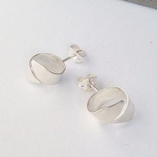 silver ribbon end earrings by jodie hook jewellery