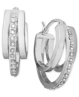 Sterling Silver Earrings, Diamond Accent Triple Hoop Earrings   Earrings   Jewelry & Watches