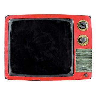 write on tin tv blackboard by the orchard