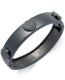 INC International Concepts Hematite Tone Pave Disc Hinge Bangle Bracelet   Fashion Jewelry   Jewelry & Watches