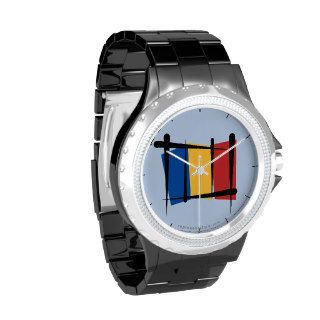 Romania Brush Flag Wristwatch