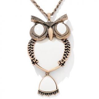 Rara Avis by Iris Apfel "Wise Eyed Owl" Bronzetone Pendant with 30&qu