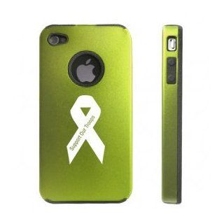 Apple iPhone 4 4S Green D6315 Aluminum & Silicone Case Cover Support Our Troops Ribbon Cell Phones & Accessories