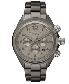 Fossil Mens Chronograph Flight Smoke Ion Plated Stainless Steel Bracelet Watch 46mm CH2802   Watches   Jewelry & Watches