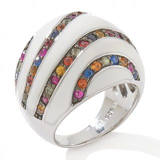 My Precious Rainbow Multicolor Sapphire and White Enamel Sterling Silver Animal
