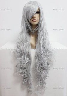 CosplayerWorld Cosplay Wigs black butler Queen Victoria Wig For Convention Party Show Silver 90cm 360g WIG 207B03  Hair Replacement Wigs  Beauty