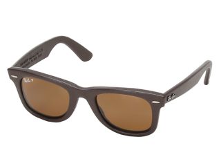 Ray Ban 0RB2140 Leather Wrapped Wayfarer Polarized 50 Brown Leather