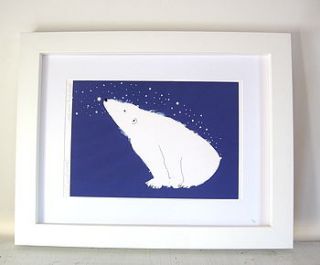 'stargazing polar bear' signed art print by samantha barnes artist