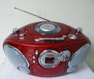 Naxa NPB 207LQ Boomboxes   Portable CD AM/FM Stereo Radio Cassette Player/Recorder (Red)   Players & Accessories