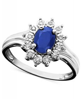 10k White Gold Ring, Sapphire (9/10 ct. t.w.) and Diamond Accent   Rings   Jewelry & Watches