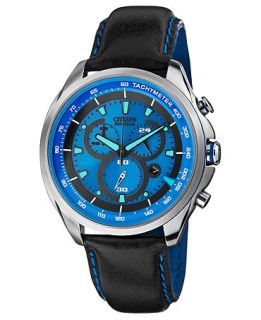 Citizen Mens Chronograph Drive from Citizen Eco Drive Black Leather Strap Watch 44mm AT2180 00L   Watches   Jewelry & Watches