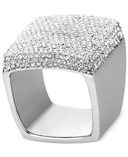 Michael Kors Silver Tone Crystal Square Ring   Fashion Jewelry   Jewelry & Watches